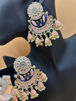 Load image into Gallery viewer, Radha Kundan Meenakari Peacock Earrings