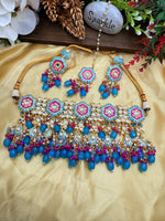 Load image into Gallery viewer, Meenakari Kundan choker set