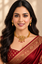 Load image into Gallery viewer, Shabnam matte gold choker set