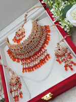 Load image into Gallery viewer, Red Choker Set In RoseGold