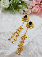 Load image into Gallery viewer, Red gold plated Kashmiri Earrings with hanging ghungru