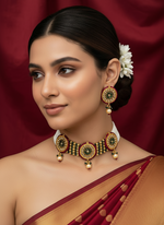 Load image into Gallery viewer, rajwadi Polki choker with earrings