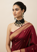 Load image into Gallery viewer, काली काला बारह परत भारतीय कुंदन चोकर सेट