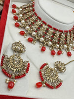 Load image into Gallery viewer, फ़िरोज़ा हरा सिल्वर पोल्की चोकर सेट