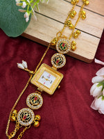 Load image into Gallery viewer, Kashmiri Adjustable size kundan Watches with Hanging bells