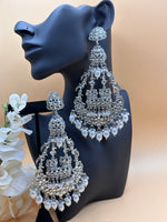 Load image into Gallery viewer, Jhummar Long Kundan Chandbali Earrings
