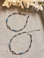 Load image into Gallery viewer, Crystal black beads Evil eye Anklet