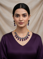 Load image into Gallery viewer, Ranisha Purple Pearl Drop Necklace Set