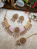 Load image into Gallery viewer, Juhi Drop Of Pearl Polki Choker Set