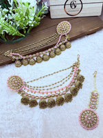 Load image into Gallery viewer, Kavya Bahubali Trending Style with Tikka Indian Earring Set