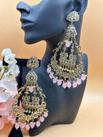 Load image into Gallery viewer, Jhummar Long Kundan Chandbali Earrings