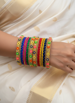 Load image into Gallery viewer, Colourful Flower Multicolor Metal Bangles