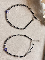 Load image into Gallery viewer, Crystal black beads Evil eye Anklet