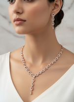 Load image into Gallery viewer, Marian American Diamond Roaegold Necklace set