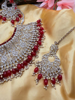 Load image into Gallery viewer, अहाना सिल्वर पोल्की नेकलेस सेट