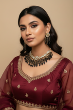 Load image into Gallery viewer, Black Kundan choker set with earrings