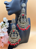 Load image into Gallery viewer, Jhummar Long Kundan Chandbali Earrings