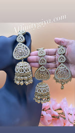 Load image into Gallery viewer, उच्च गुणवत्ता स्टेटमेंट पोल्की टीका इयररिंग सेट