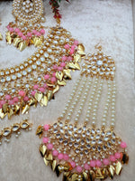 Load image into Gallery viewer, रानी कुंदन ज्वेलरी पीपल लीफ ड्रॉप चोकर सेट