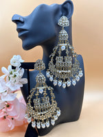 Load image into Gallery viewer, Jhummar Long Kundan Chandbali Earrings