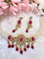 Load image into Gallery viewer, Hot Pink Crystal Kundan choker set
