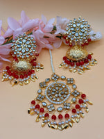 Load image into Gallery viewer, Crystal Kundan Jhumki Tikka Set