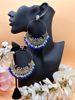 Load image into Gallery viewer, chandbali Oxidised Oversized Peacock Earrings