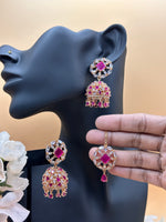 Load image into Gallery viewer, अमेरिकन डायमंड झुमकी टिक्का सेट