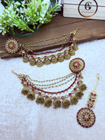 Load image into Gallery viewer, Kavya Bahubali Trending Style with Tikka Indian Earring Set