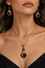 Load image into Gallery viewer, Shell long Necklace with earrings