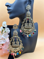 Load image into Gallery viewer, Jhummar Long Kundan Chandbali Earrings