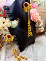 Load image into Gallery viewer, Red gold plated Kashmiri Earrings with hanging ghungru