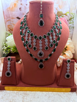 Load image into Gallery viewer, Shuvangi AD emerald Green silver set