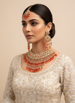 Load image into Gallery viewer, रोज़गोल्ड चोकर सेट के साथ नारंगी