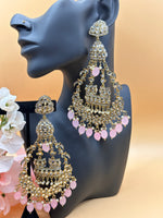 Load image into Gallery viewer, Jhummar Long Kundan Chandbali Earrings