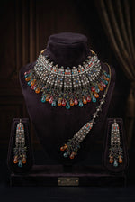 Load image into Gallery viewer, Black Metal Pakistani Multi Color Choker Set