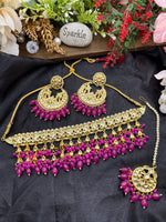 Load image into Gallery viewer, साक्षीका हॉट पिंक कुंदन चोकर सेट