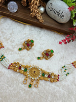 Load image into Gallery viewer, Suhami Matte Golden Multi Color Choker set