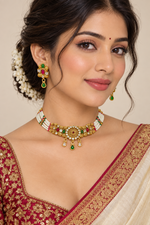 Load image into Gallery viewer, Suhami Matte Golden Multi Color Choker set