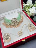 Load image into Gallery viewer, Rachana Kundan Pearl Drop Choker Set