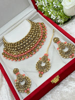 Load image into Gallery viewer, Disha Antique Gold Baby Pink Choket Set