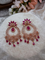 Load image into Gallery viewer, American Diamond RoseGold Platted Earrings