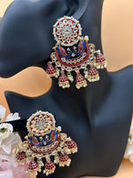 Load image into Gallery viewer, Radha Kundan Meenakari Peacock Earrings