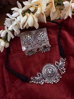 Load image into Gallery viewer, Peacock Oxidised Choker with jhumki