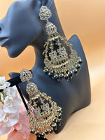 Load image into Gallery viewer, Jhummar Long Kundan Chandbali Earrings