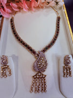 Load image into Gallery viewer, Peacock long Moissanite polki Necklace with Earrings