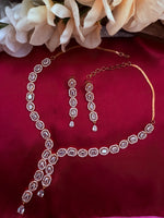 Load image into Gallery viewer, Nikas American Diamond RoseGold Necklace Set