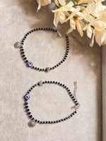 Load image into Gallery viewer, Crystal black beads Evil eye Anklet