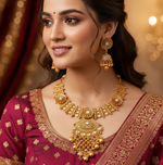 Load image into Gallery viewer, कमला गोल्ड प्लेटेड टेम्पल ज्वैलरी नेकलेस सेट