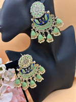 Load image into Gallery viewer, Radha Kundan Meenakari Peacock Earrings